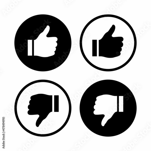 Black and white like and dislike icon
