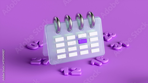 Monthly calendar icon. illustration. 3D-rendering