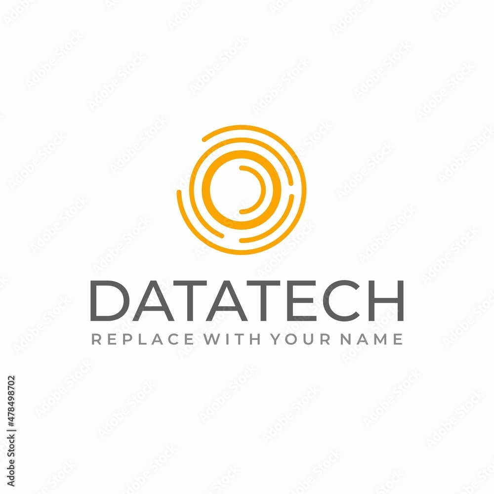 Data technology logo with a circle icon