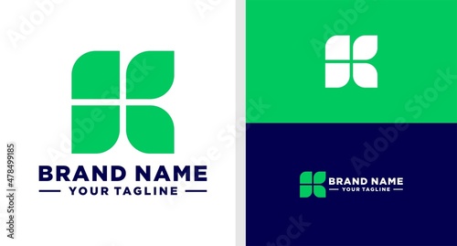 LETTER K LOGO LEAF MONOGRAM GEOMETRIC SIMPLE EDITABLE