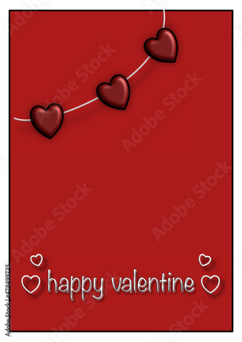 valentine card with red hearts