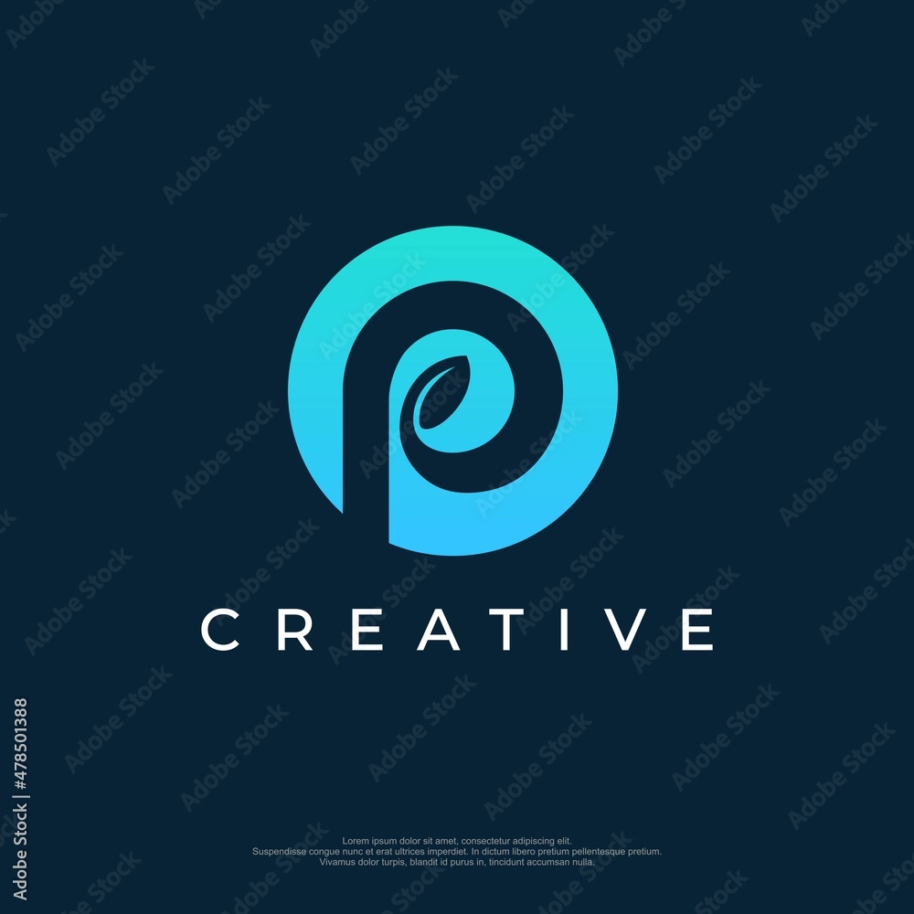 Letter P logo design template with natural style