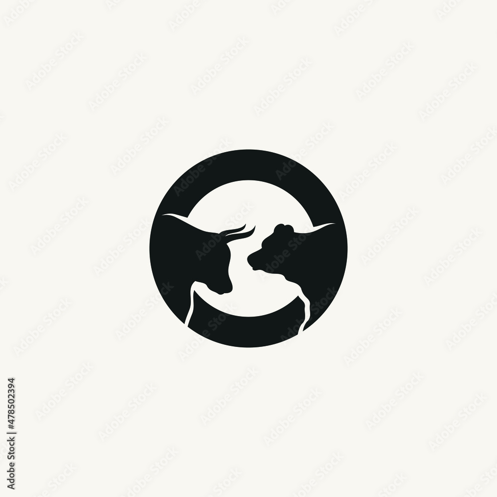 a unique bull and bear logo design a unique bull and bear logo design