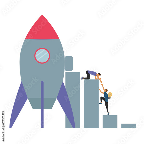 Abstract image of a startup. A gradual upward climb to achieve the goal. Concept. Vector illustration.