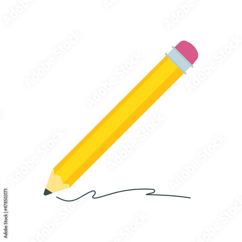 Pencil drawing writing yellow vector illustration