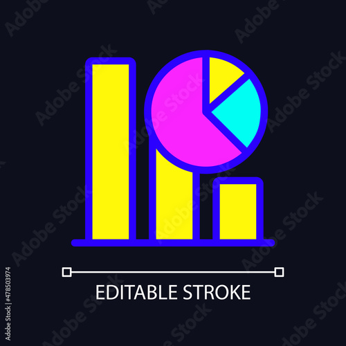 Regression part of data mining RGB color pixel perfect icon for dark theme. Analyze of researching data. Simple filled line drawing on night mode background. Editable stroke. Arial font used