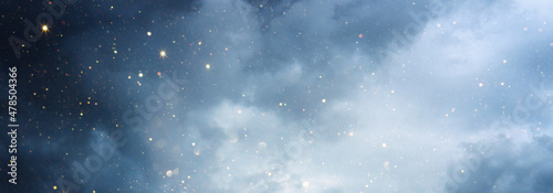Tela Abstract sky background with stars and shiny glowing lights