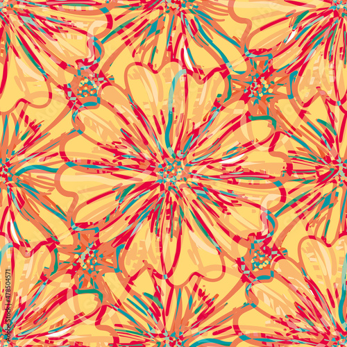 Vászonkép Modern abstract gerbera daisy flower seamless pattern background