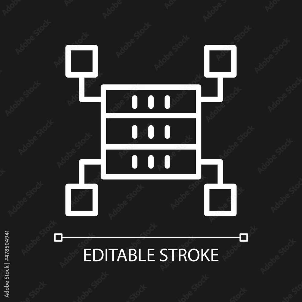 Data storage space white linear pixel perfect icon for dark theme. Thin line customizable illustration. Isolated vector contour symbol for night mode. Editable stroke. Arial font used Data storage space white linear pixel perfect icon for dark theme. Thin line customizable illustration. Isolated vector contour symbol for night mode. Editable stroke. Arial font used