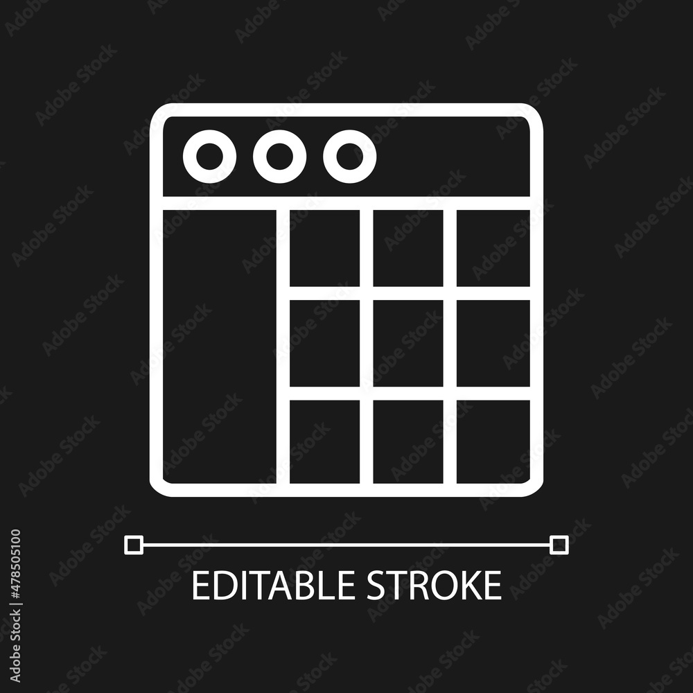 Data mining statistics white linear pixel perfect icon for dark theme. Thin line customizable illustration. Isolated vector contour symbol for night mode. Editable stroke. Arial font used Data mining statistics white linear pixel perfect icon for dark theme. Thin line customizable illustration. Isolated vector contour symbol for night mode. Editable stroke. Arial font used