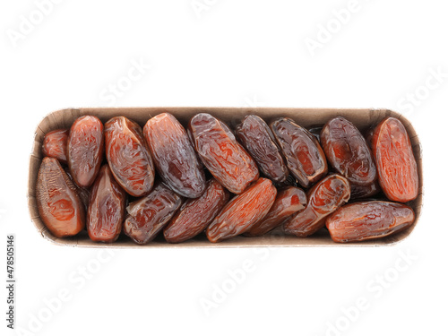 Dried dates packaging isolated on white