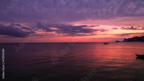 Crimea_Sudak - beach_sunset_boat_03