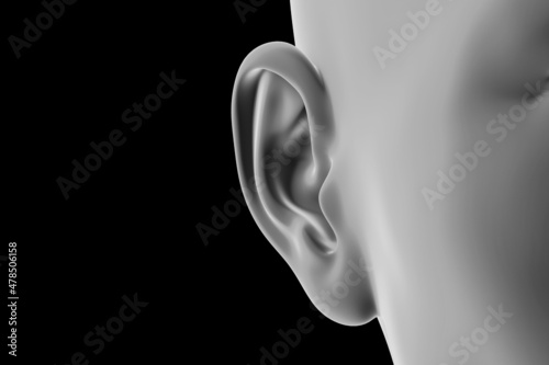 3d rendered illustration of an abstrac blue female ear photo