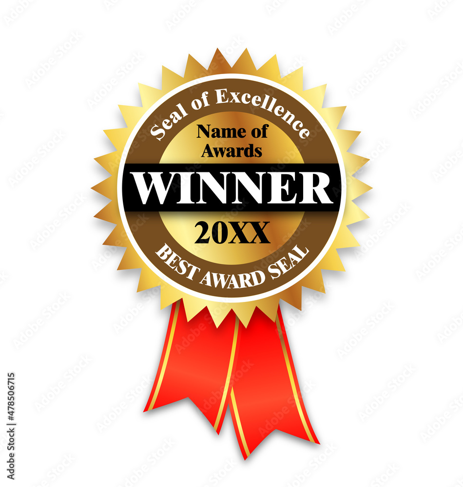 beautiful gold winner award seal with red ribbon beautiful gold winner award seal with red ribbon