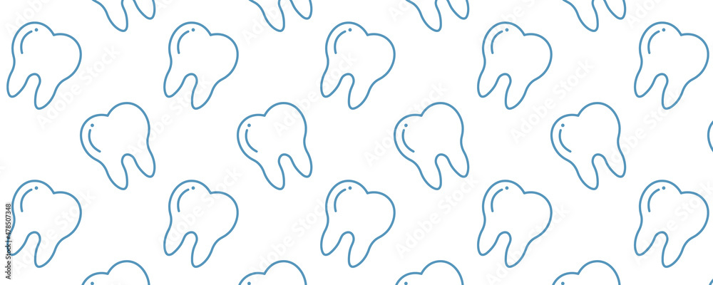 Simple teeth pattern. Outline illustration of blue teeth.
