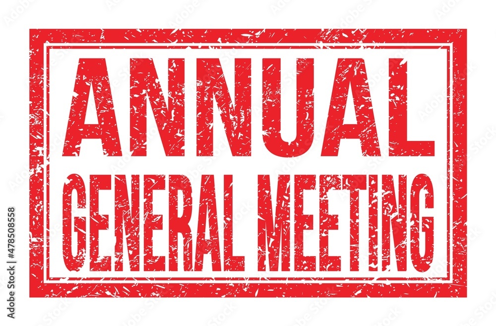 ANNUAL GENERAL MEETING, words on red rectangle stamp sign ANNUAL GENERAL MEETING, words on red rectangle stamp sign