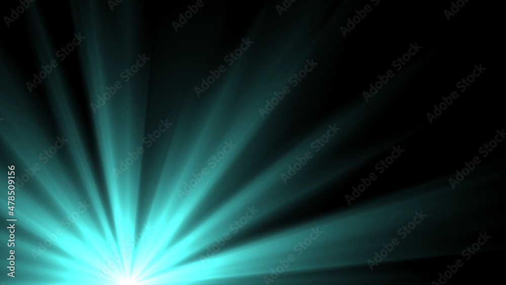 rising of a bright star. bright rays on black background