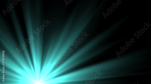 rising of a bright star. bright rays on black background
