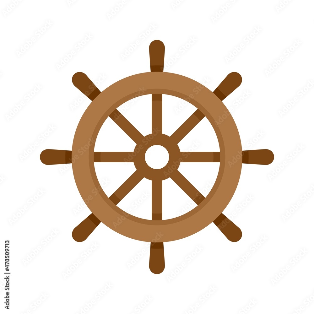 Navigation ship wheel icon flat isolated vector