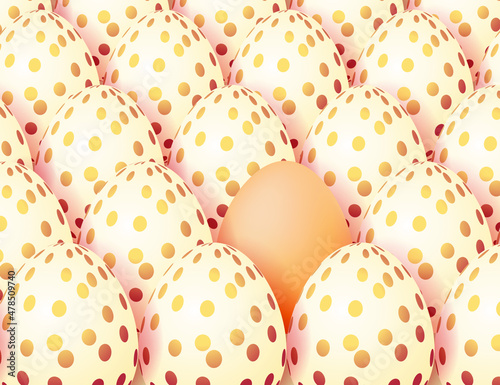 Easter background with golden decorated eggs