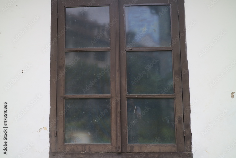 Obraz premium glass window with wooden frame