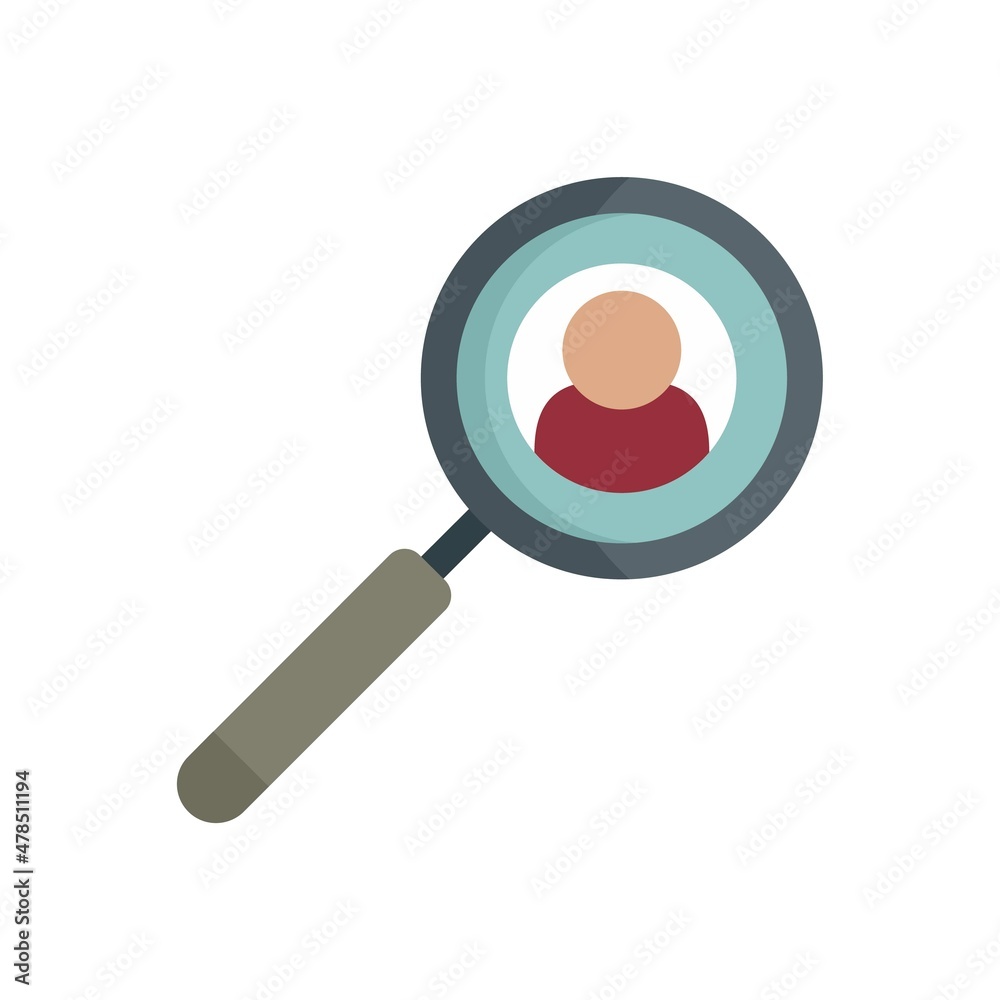 Search personal information icon flat isolated vector Search personal information icon flat isolated vector
