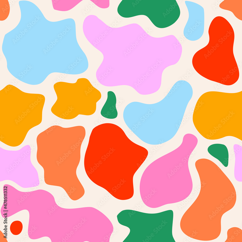 Trendy seamless pattern with abstract shapes