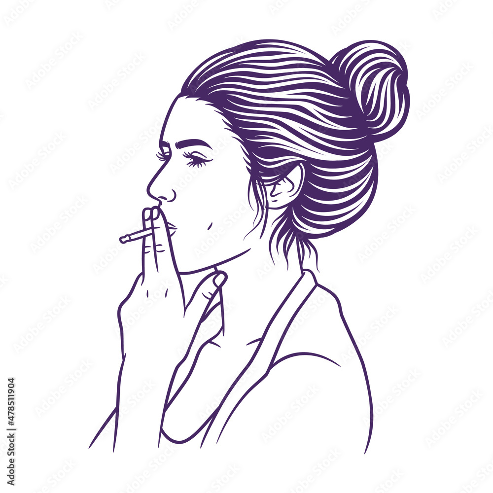 Beautiful woman smoking a cigarette vector illustration Beautiful woman smoking a cigarette vector illustration
