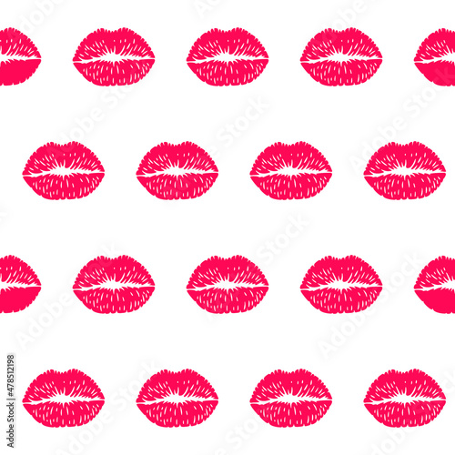 Female lips kiss seamless pattern background