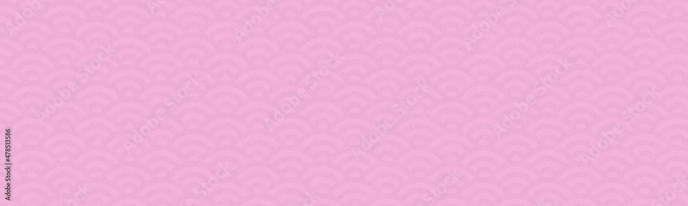Fototapeta premium 桜色の青海波模様の和紙、和柄バナー背景素材