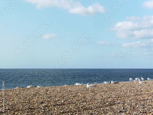 Brighton beach in the summertime.