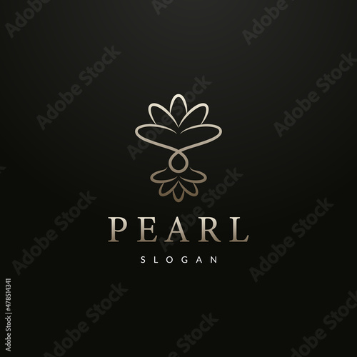 luxury pearl shell logo design with line art style