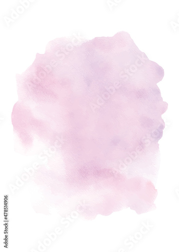 Abstract watercolor light pink paint stain on white background
