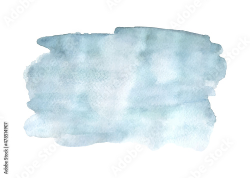 Abstract watercolor blue paint stain on white background