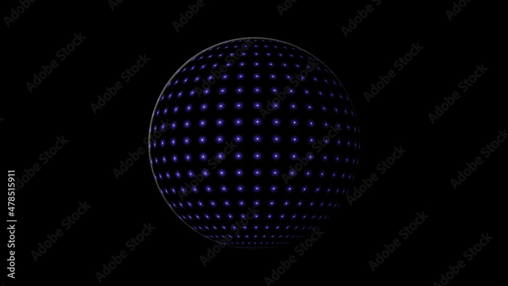 Abstract rotating sphere animation on black background. Abstract rotating sphere animation on black background.