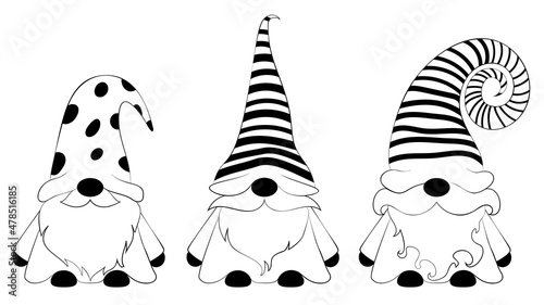 Nordic gnome line art