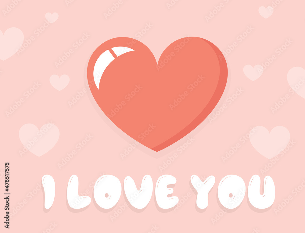 I Love You card. Valentine's Day, declaration of love. Love postcard.