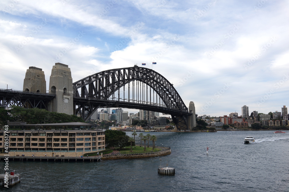 The Sydney Harbour Bridge is a steel through arch bridge across Sydney Harbour that carries traffic between the Sydney CBD and the North Shore.