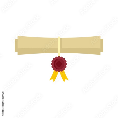 Attestation roll icon flat isolated vector
