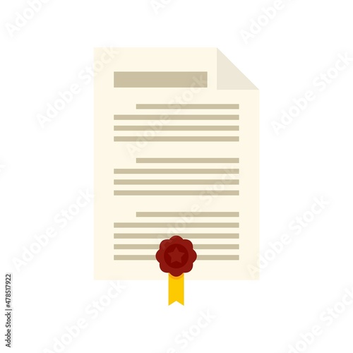 Attestation document icon flat isolated vector