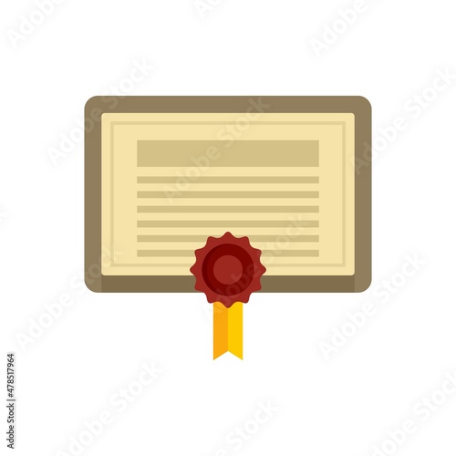 Attestation certificate icon flat isolated vector