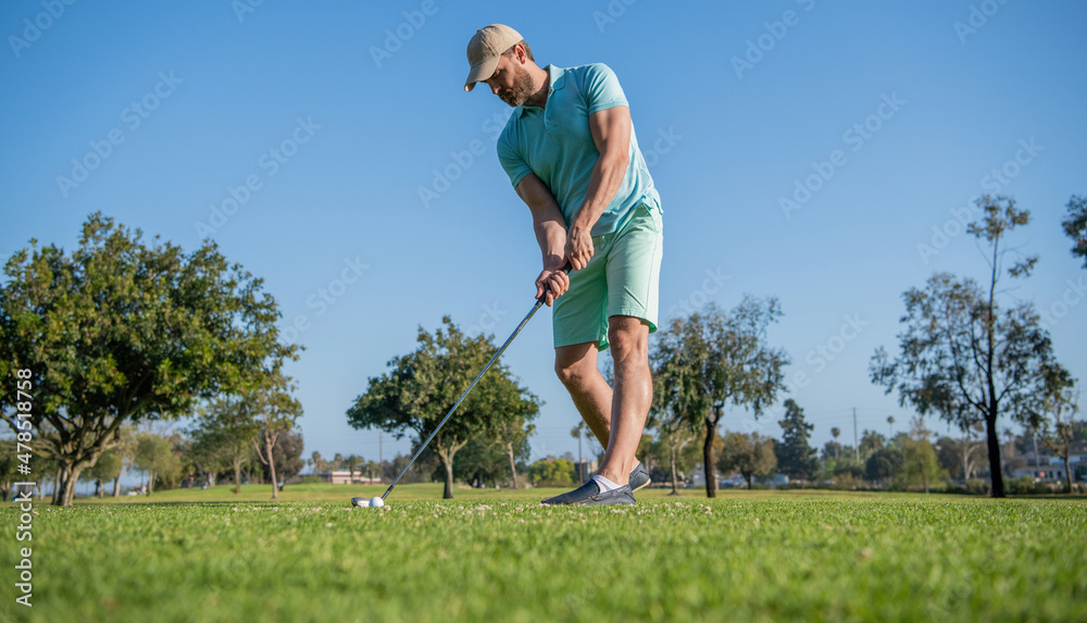 professional sport outdoor. male golf player on professional golf course. professional sport outdoor. male golf player on professional golf course.
