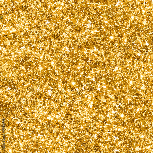 Gold glitter sparks. Shiny confetti and glowing lights. Vector illustration.