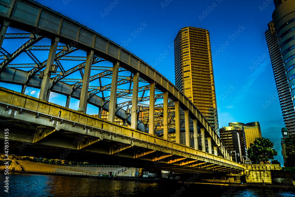 Obraz premium 東京の街並みと夕暮れ