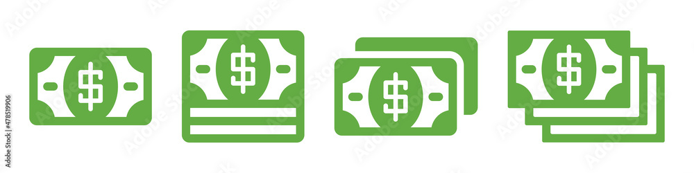 Dollar money icon set. Dollar bills icon vector illustration. Dollar money icon set. Dollar bills icon vector illustration.