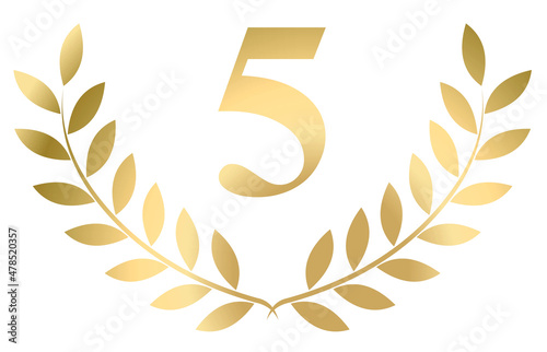 Gold laurel wreath 5 vector isolated on a white background	