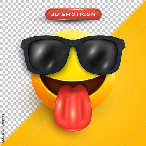 Emoji 3d dengan kaca mata dan lidah keluar photo