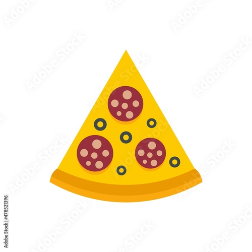 Pizza slice icon flat isolated vector