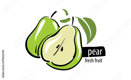 Drawn vector pear on a white background