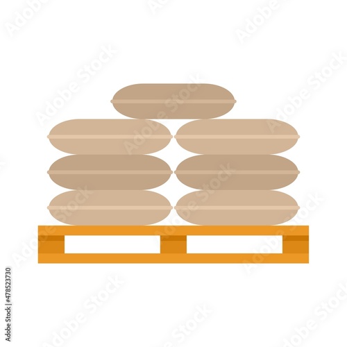 Flour sack pallet icon flat isolated vector